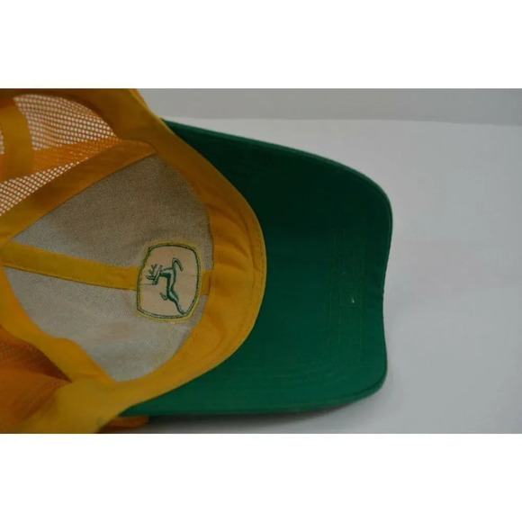 John Deere Mesh Trucker Hat Embroidered Logo OS Adjustable Green Yellow USA - Picture 8 of 10